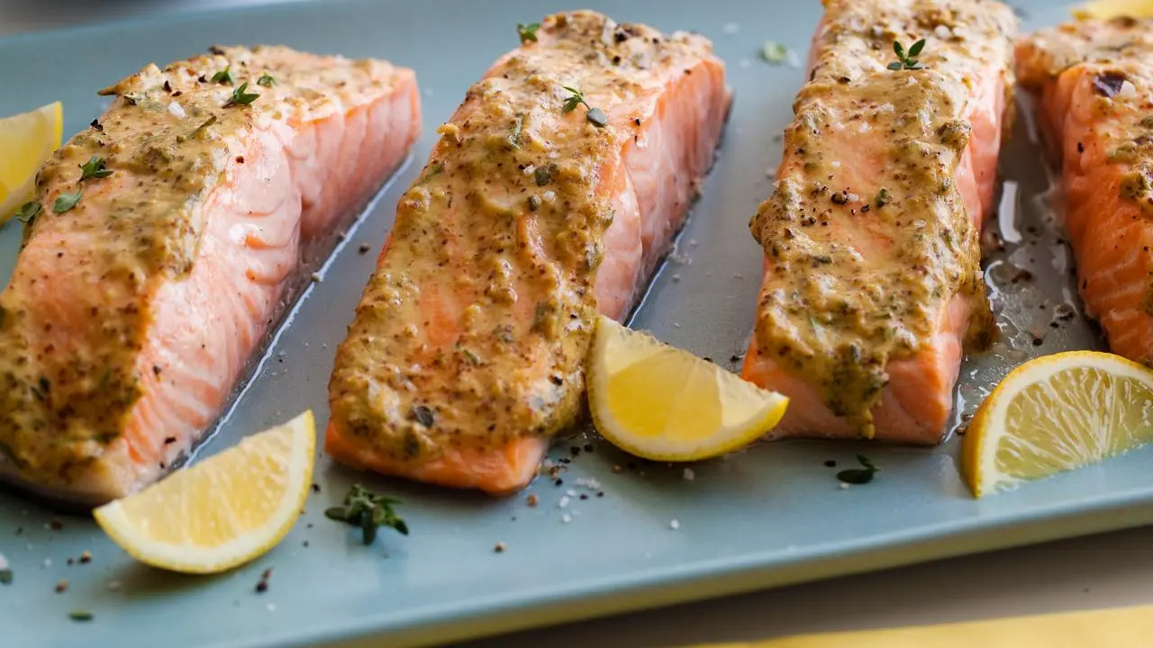 Broiled Salmon with Herb Mustard Glaze
